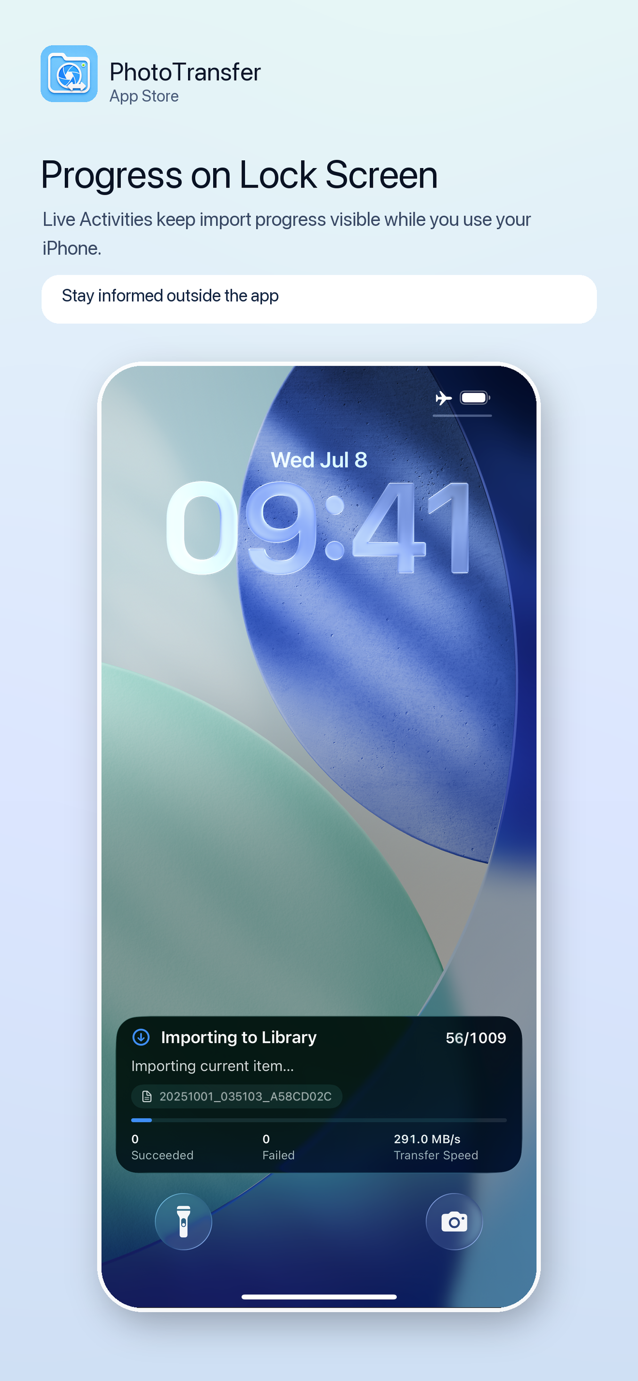PhotoTransfer Lock Screen progress